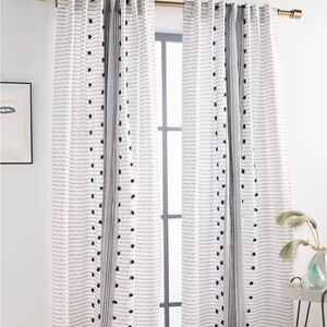 1 Anthropologie Black & White Embroidered Window Curtain